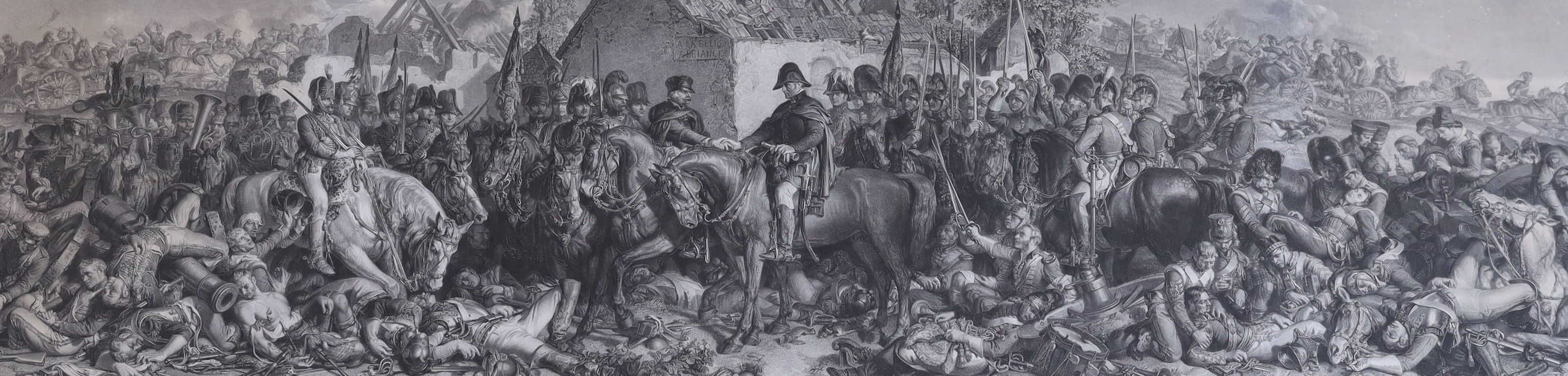 Stocks & Sharpe after Daniel Maclise R.A. (1806-1870), pair of line engravings, 'The meeting of Wellington and Blücher at La Belle Alliance on the field of Waterloo' and 'The Death of Nelson on the Victory, Battle of Tra